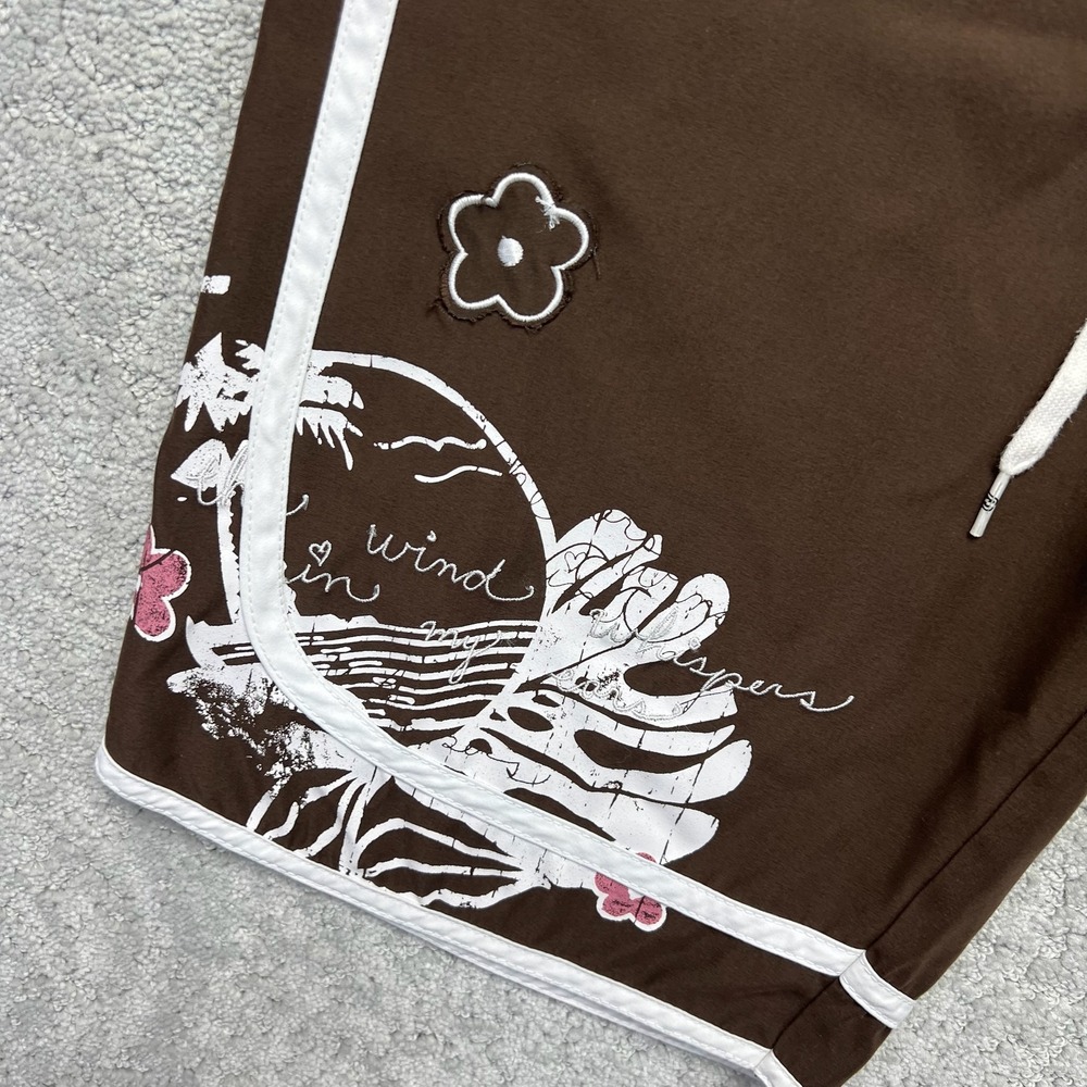 Billabong Board Shorts Womens Size 11 Brown White Floral Swim Surf Beach Y2K - Picture 3 of 15